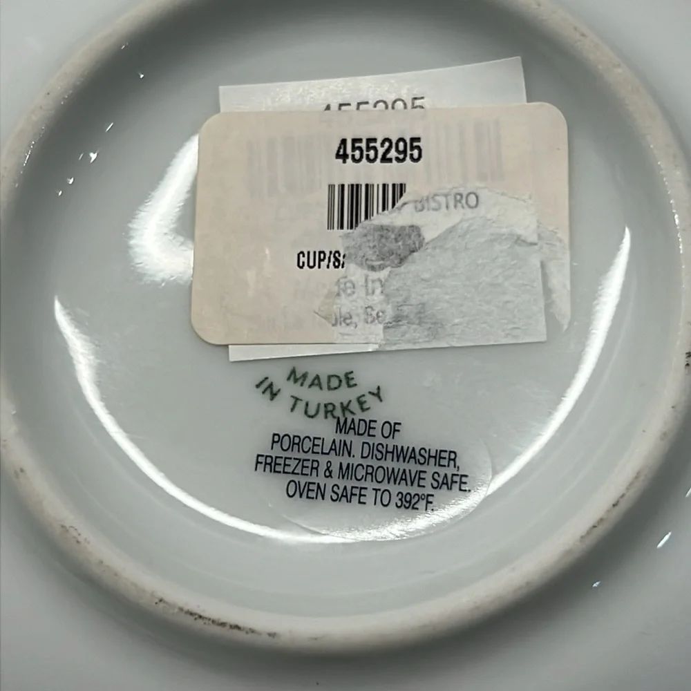 2 Crate & Barrel via Cordon Bleu Espresso Cups + Saucers & 1 round Portugal set